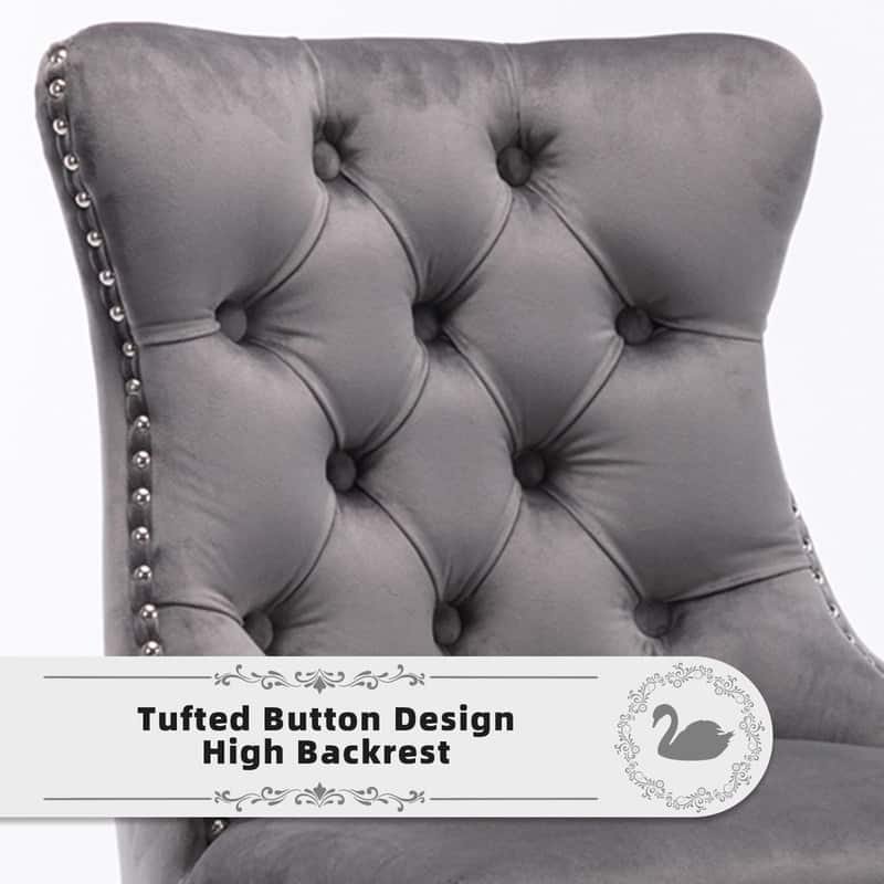Wing Back Velvet Tufted Nailhead Barstools(Set of 4)