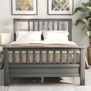 Full Size Wood Platform Bed with Headboard and Footboard