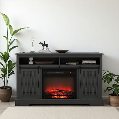 58-60" Fireplace TV Stand for 55-65" TVs w/ 18-23" Insert Farmhouse/Modern/Rustic Barn/Glass Doors Espresso/Grey/Brown/White Oak