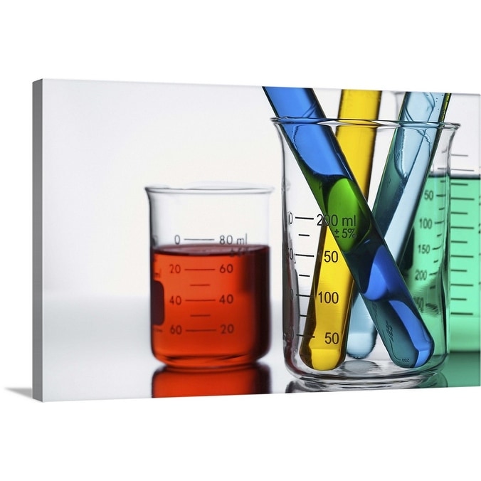 Beakers And Test Tubes With Colorful Liquid Canvas Wall Art Overstock 16284071
