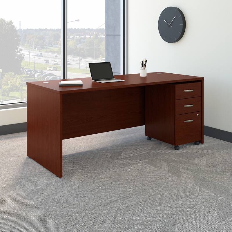 Series C 72W x 30D Office Desk with Drawers by Bush Business Furniture - Mahogany