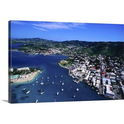 "An aerial view of the town of Christiansted in St Croix" Canvas Wall Art