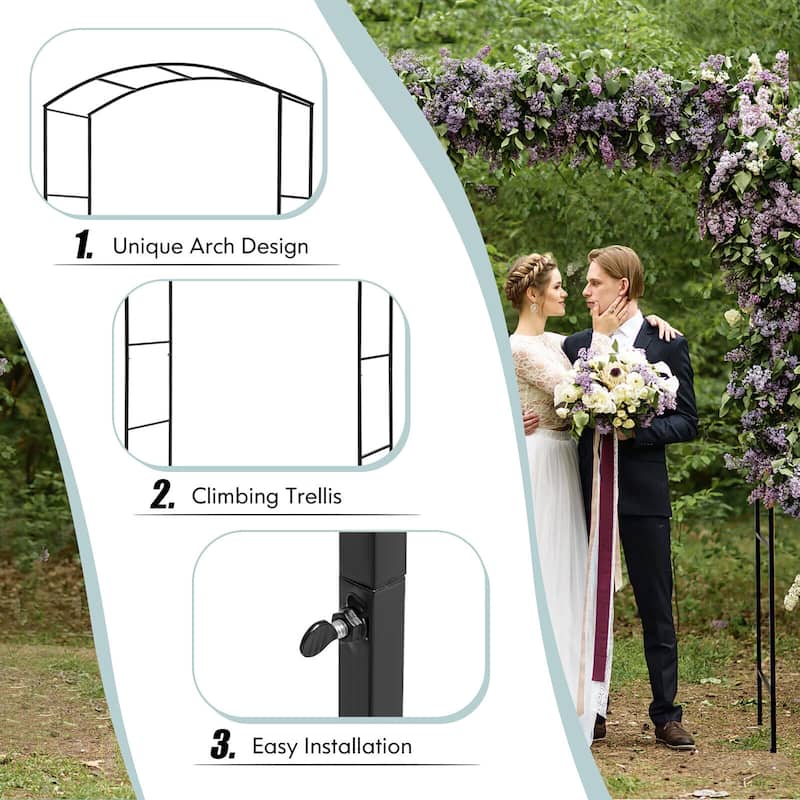 Gymax Garden Arch Arbor Trellis 7.5 ft Patio Pergola Plant Stand Rack