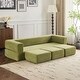 preview thumbnail 12 of 18, Convertible Sectional Sofa with 3 Storage Ottomans - High-Resilience Foam Sleeper, Space-Saving Chenille Floor Sofa