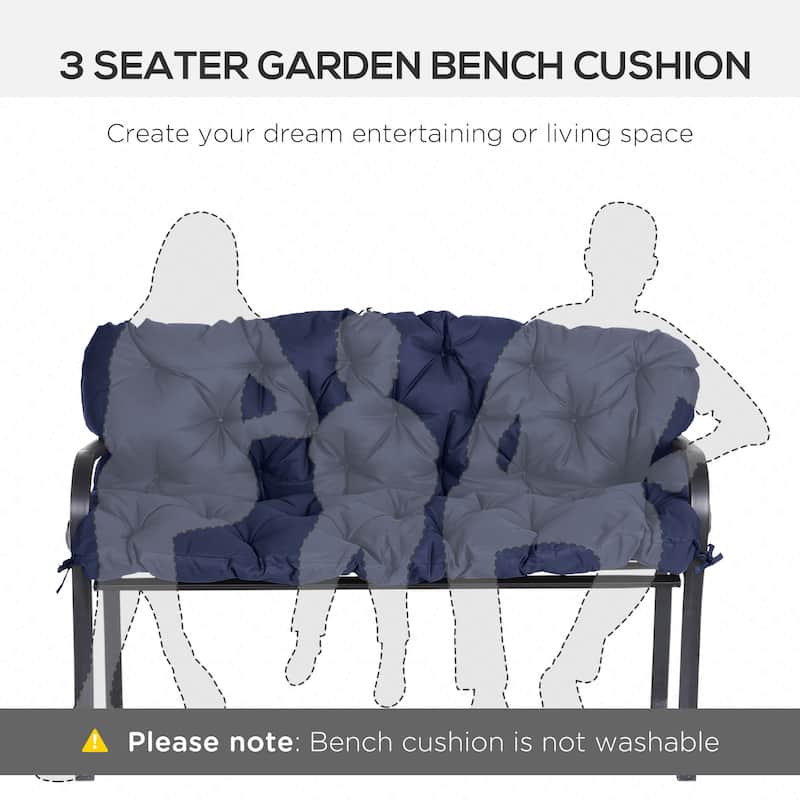 Outsunny 3 Seater Outdoor Seat Pads Bench Swing Chair Replacement Cushions Backrest for Patio Garden