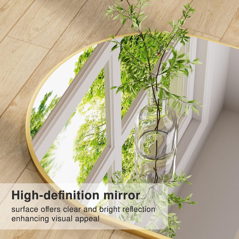 Arched Full Length Mirror with Solid Wood Frame