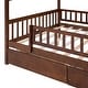 preview thumbnail 11 of 13, Full Size Wooden House Bed with Two Drawers and Fence for Boys, Girls and Bedroom