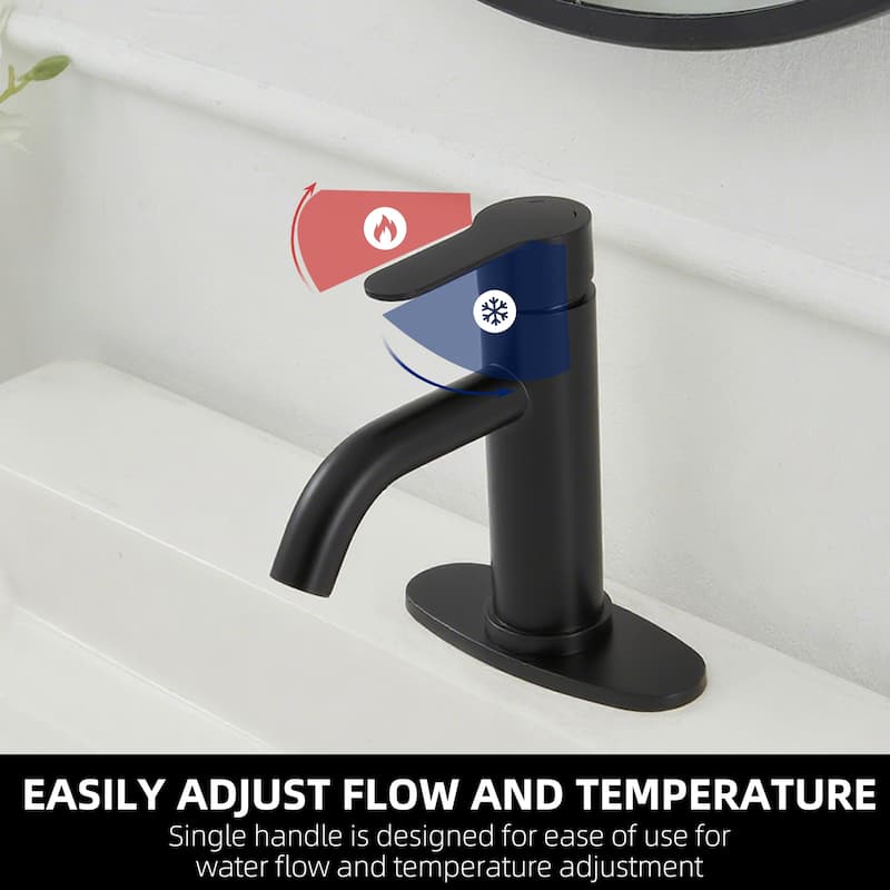 Single Hole Single-Handle Bathroom Faucet with Deck Plate