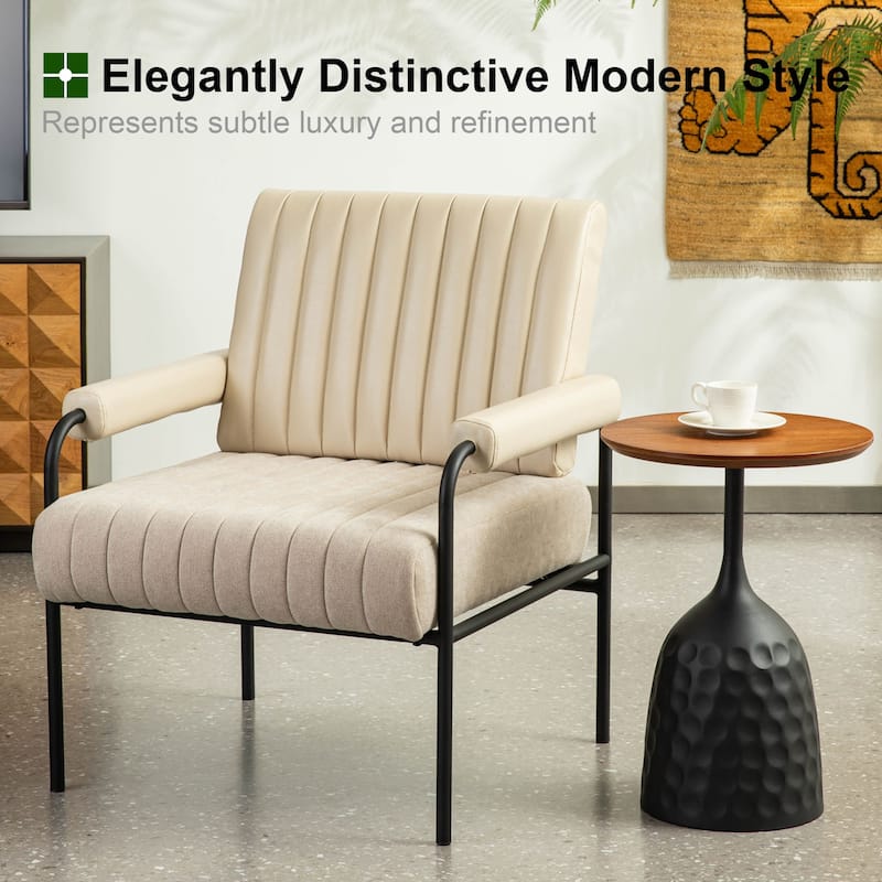 Glitzhome 29.5"W Leatherette and Fabric Combination Armchair With Padded Arms - 29.5" W x 34" H x 30" D