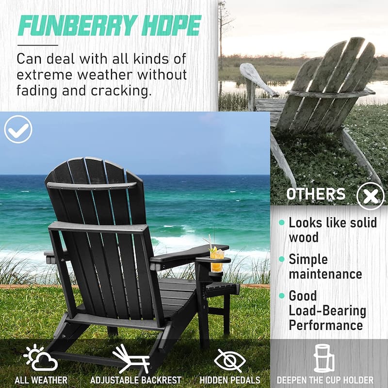 Vrakae Folding and Adjustable Adirondack Chair with Ottoman