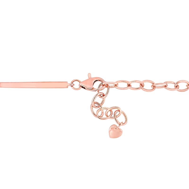 Miadora 14k 2-Tone Rose and White Gold 1/3ct TDW Diamond Stationed Bar Bangle Bracelet
