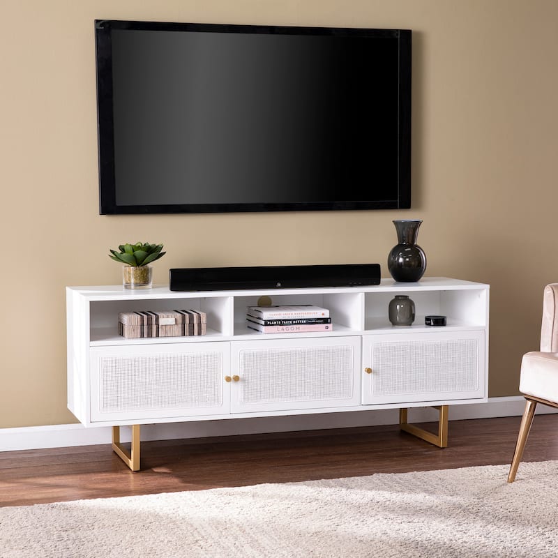 SEI Furniture Modern & Contemporary Media TV Stand for TV's up to 60" - White / Gold