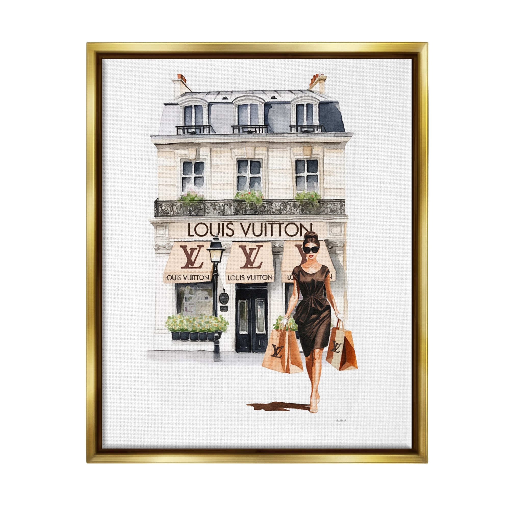 Stupell Fashion Girl Shopping Framed Floater Canvas Wall Art Design by Amanda Greenwood