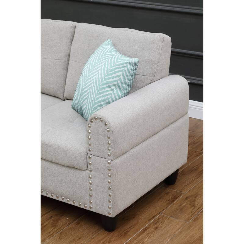 Alger 98" Wide Left Hand Facing Sofa & Chaise with Ottoman