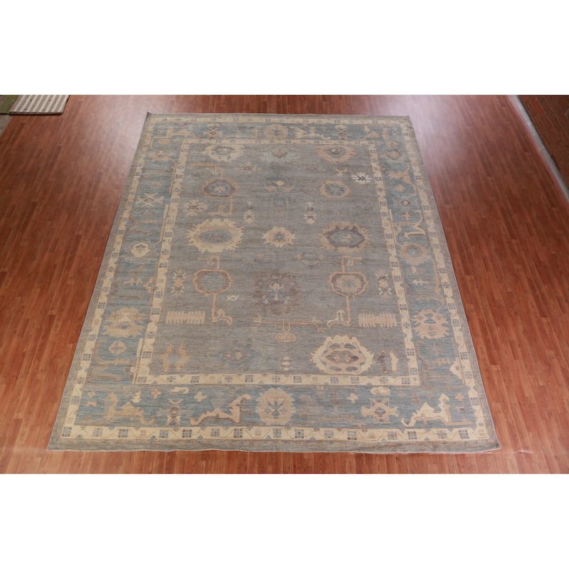 Hand Knotted Oriental 100% Wool Carpet Transitional All-Over Greys & Charcoal Oushak Area Rug - 14' 5'' X 12' 0''