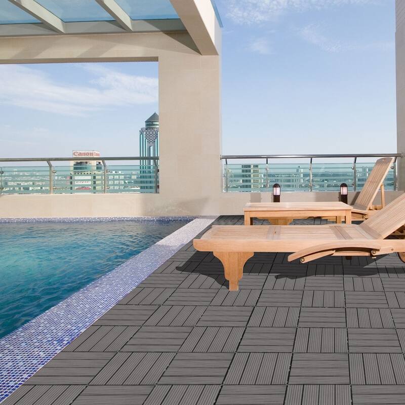 11.8" x 11.8" square wood-plastic composite deck tiles
