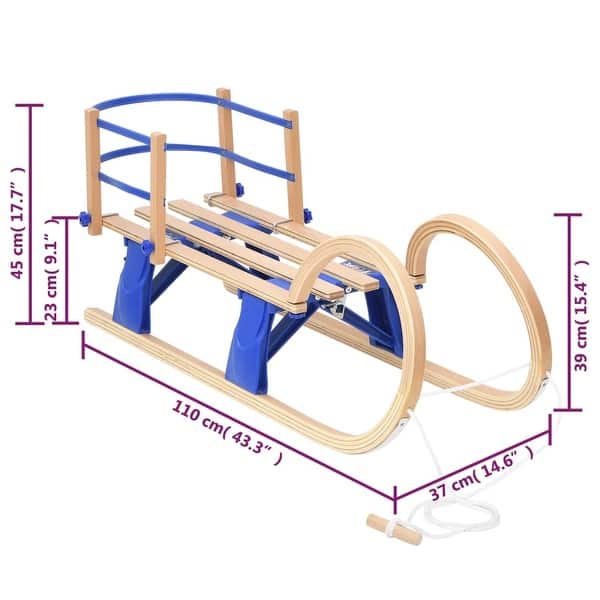 dimension image slide 0 of 2, vidaXL Foldable Sledge 43.3" Plywood - Beige