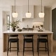 preview thumbnail 3 of 8, Modern Glam 1-Light White Brass Ribbed Opal Milk Glass Pendant Light for Dining Room - 11"