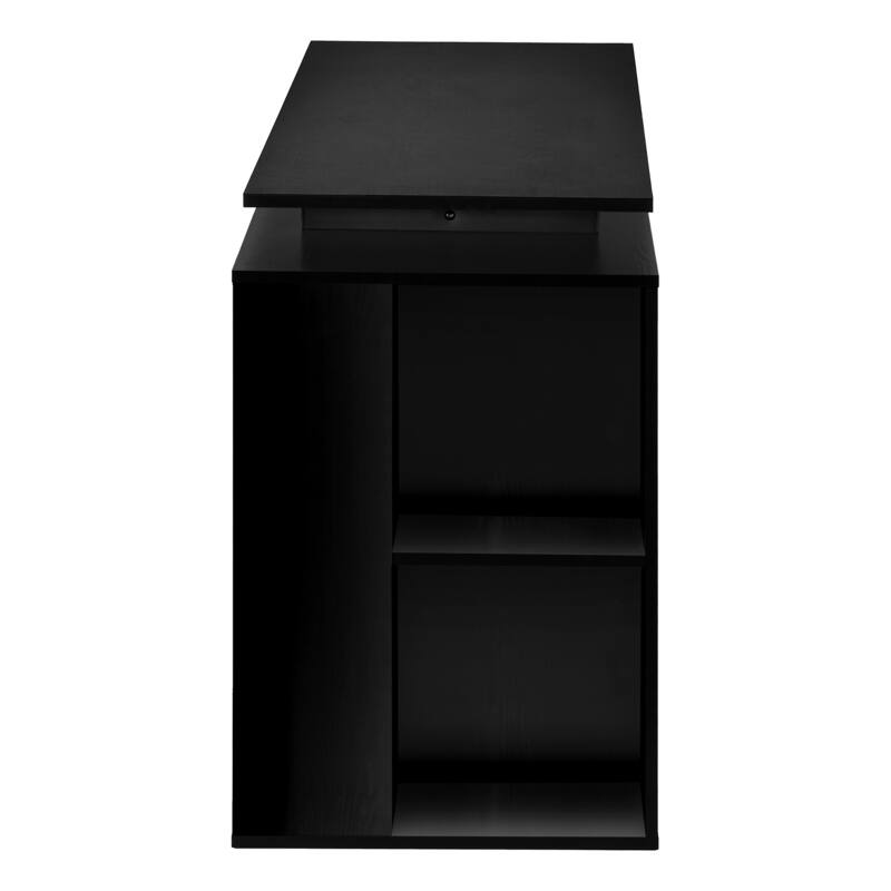 Computer Desk, Home Office, Left, Right Set-up, Storage Shelves, 55"l, Work, Laptop, Black Laminate