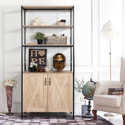 Furniture R Rustic Storage Accent Cabinet with Shelf
