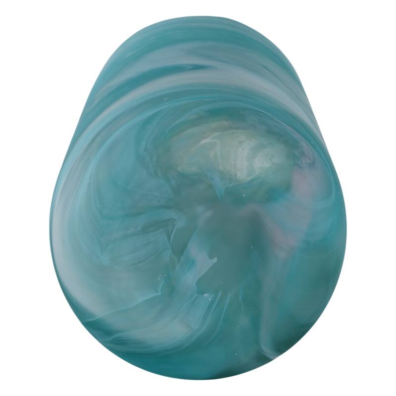 Glass Vase Modern Swirled Flower Pattern Coastal Inspired Tall Accent