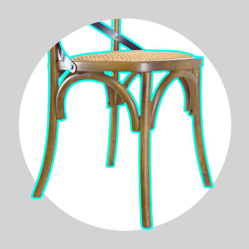 Set of 2 Wood Antique Farmhouse Cross Back Dining Chairs Rattan With X Back Dark Bedroom Restaurants Hotel