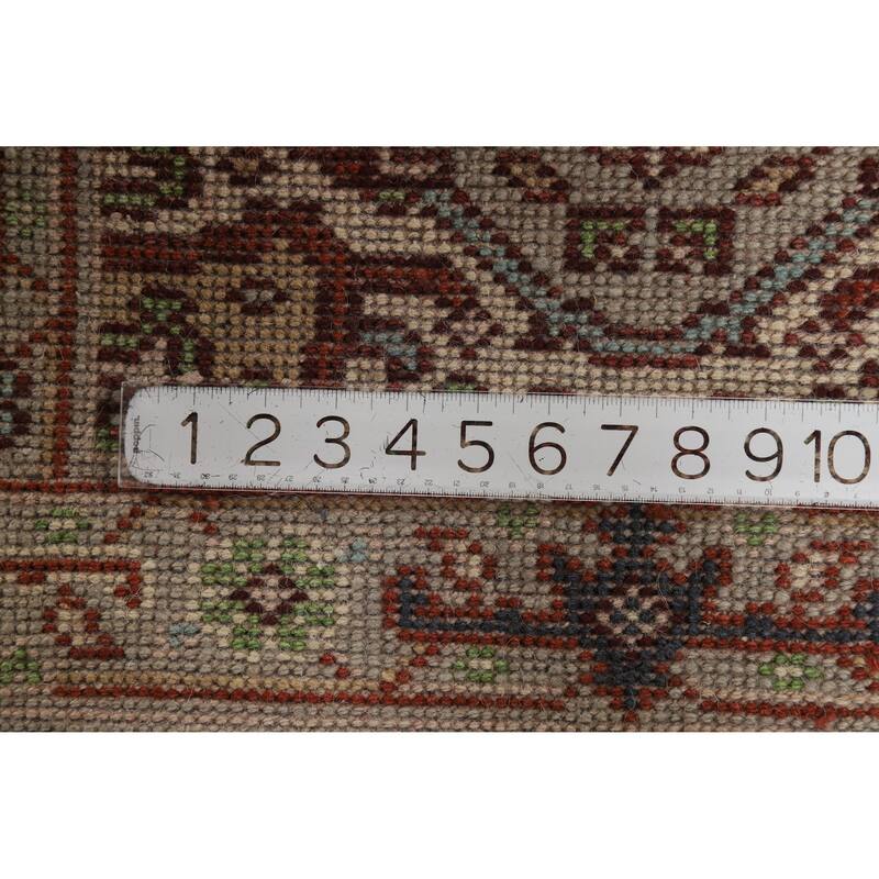 Hand Knotted Oriental 100% Wool Carpet Traditional Geometric Greys & Charcoal Heriz (serapi) Area Rug - 3' 0'' X 2' 0''
