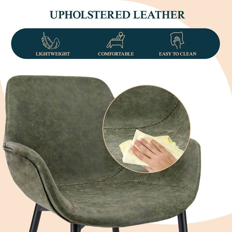 Markley Leather Dining Chair with Iron Legs Set of 4 Modern Accent Armchair