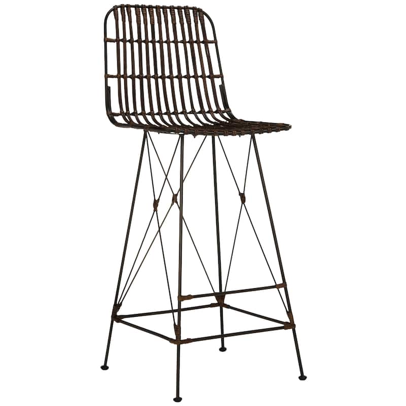 SAFAVIEH Ayala 43.3-inch Wicker Croco Brown Bar Stool (Set of 2) - 18.1" x 20.9" x 43.3" - 18Wx21Dx43H
