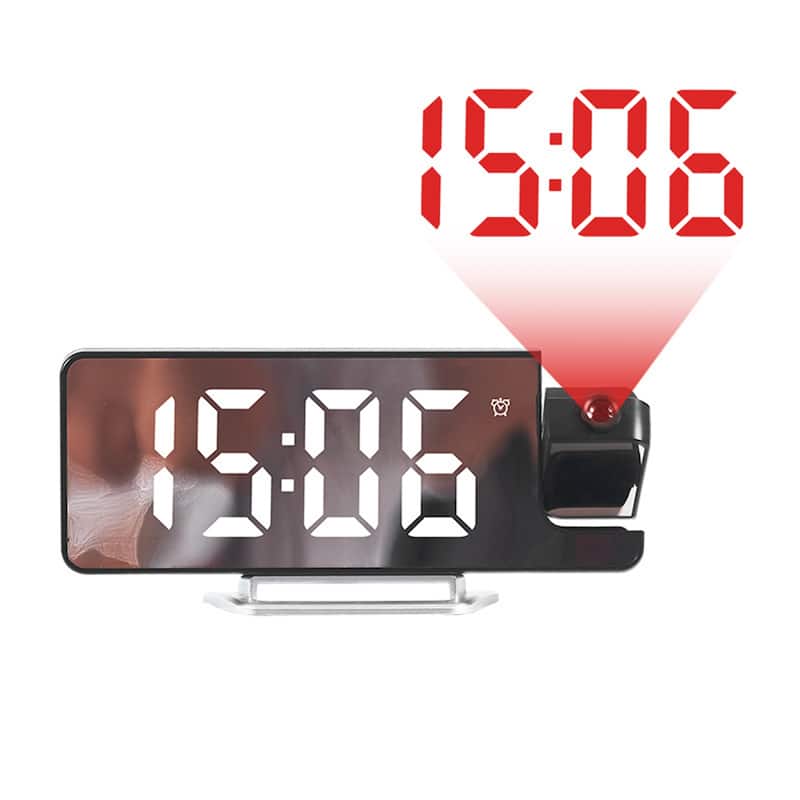 Projection Alarm Clocks with Big Numbers Temperature Display, Dimmable, 12/24H for Deep Sleepers, 7.5 x 2.8 x 1 inch
