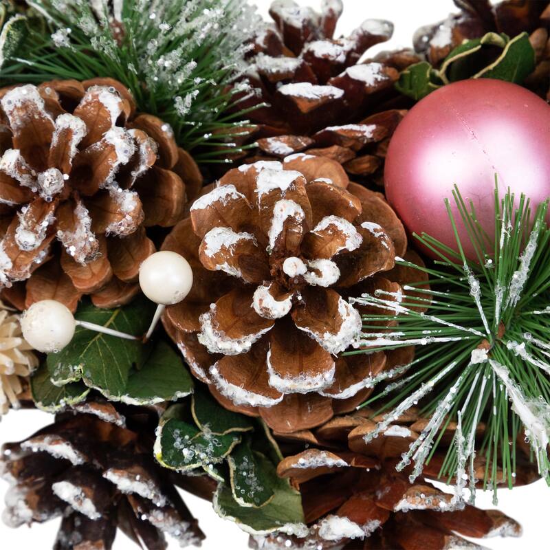 Pinecone, Twig and Thistle Frosted Artificial Christmas Wreath - 13.5" - Unlit