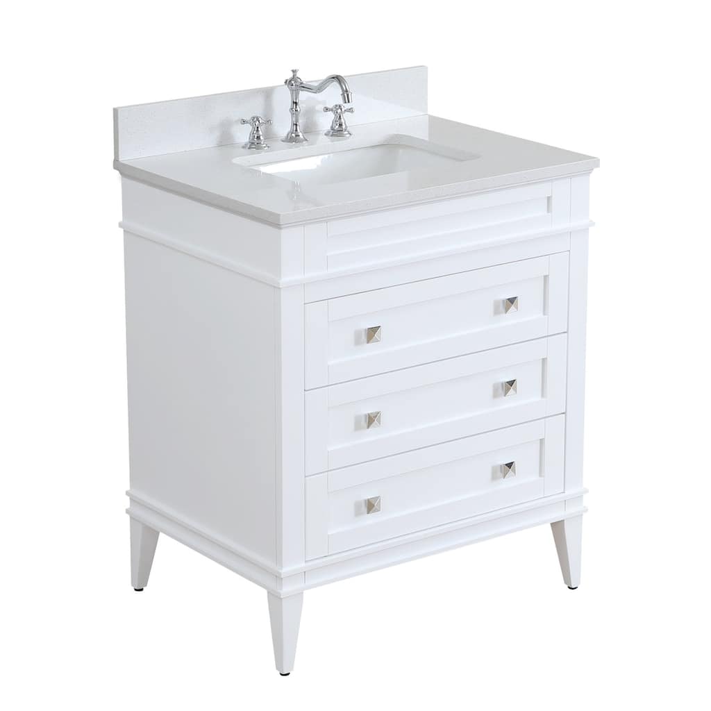 KitchenBathCollection Eleanor 30" Bathroom Vanity with Quartz Top