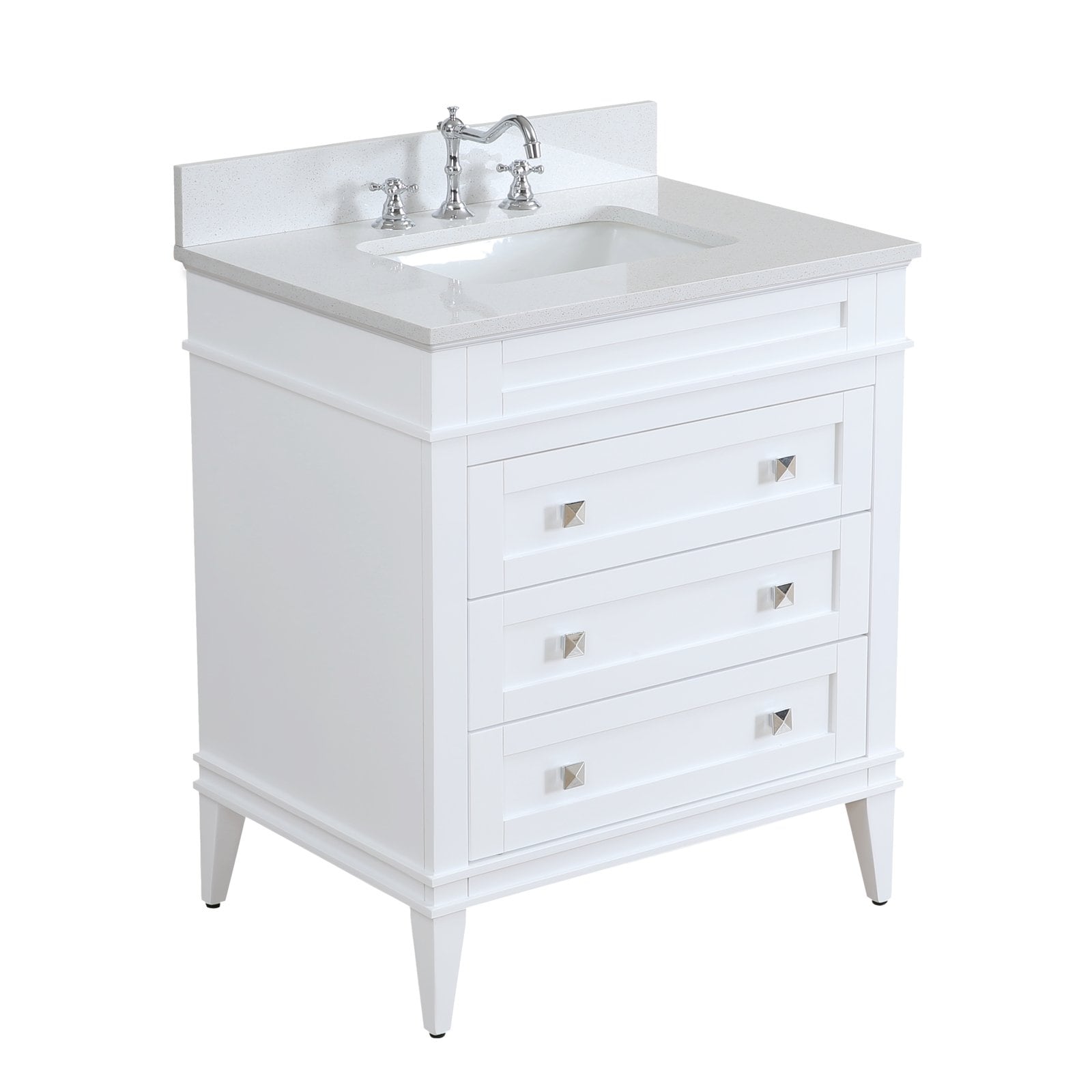 KitchenBathCollection Eleanor 30" Bathroom Vanity with Quartz Top