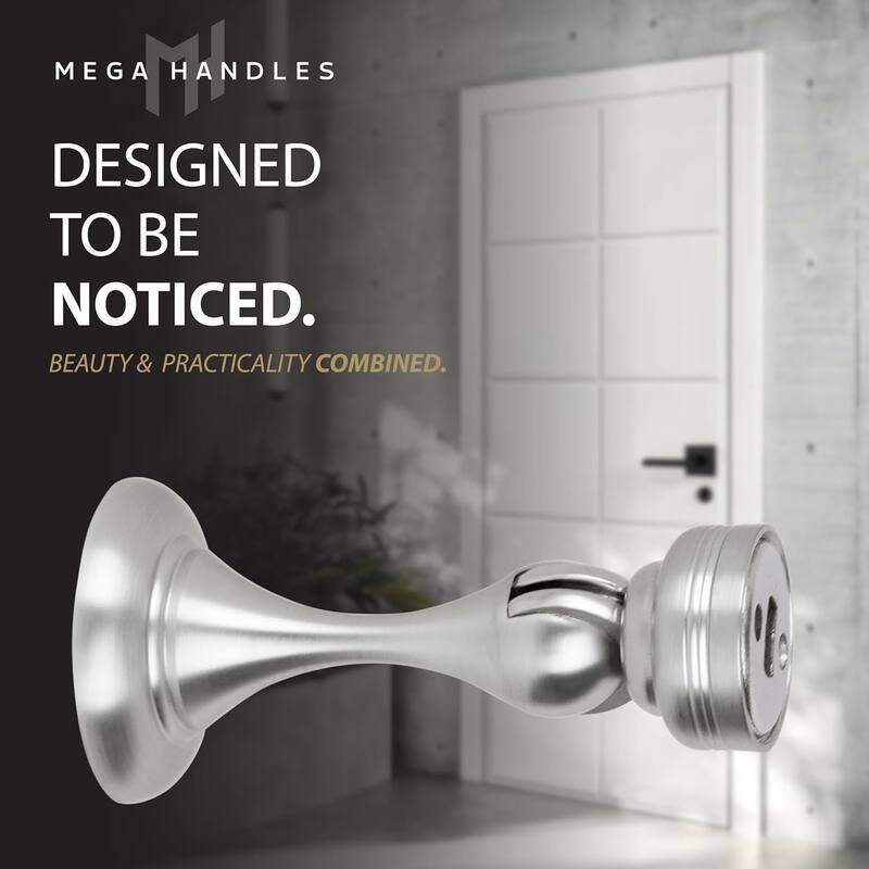 Mega Handles Magnetic Door Stopper with Screws | Heavy Duty Zinc Door Knob and Wall Protection