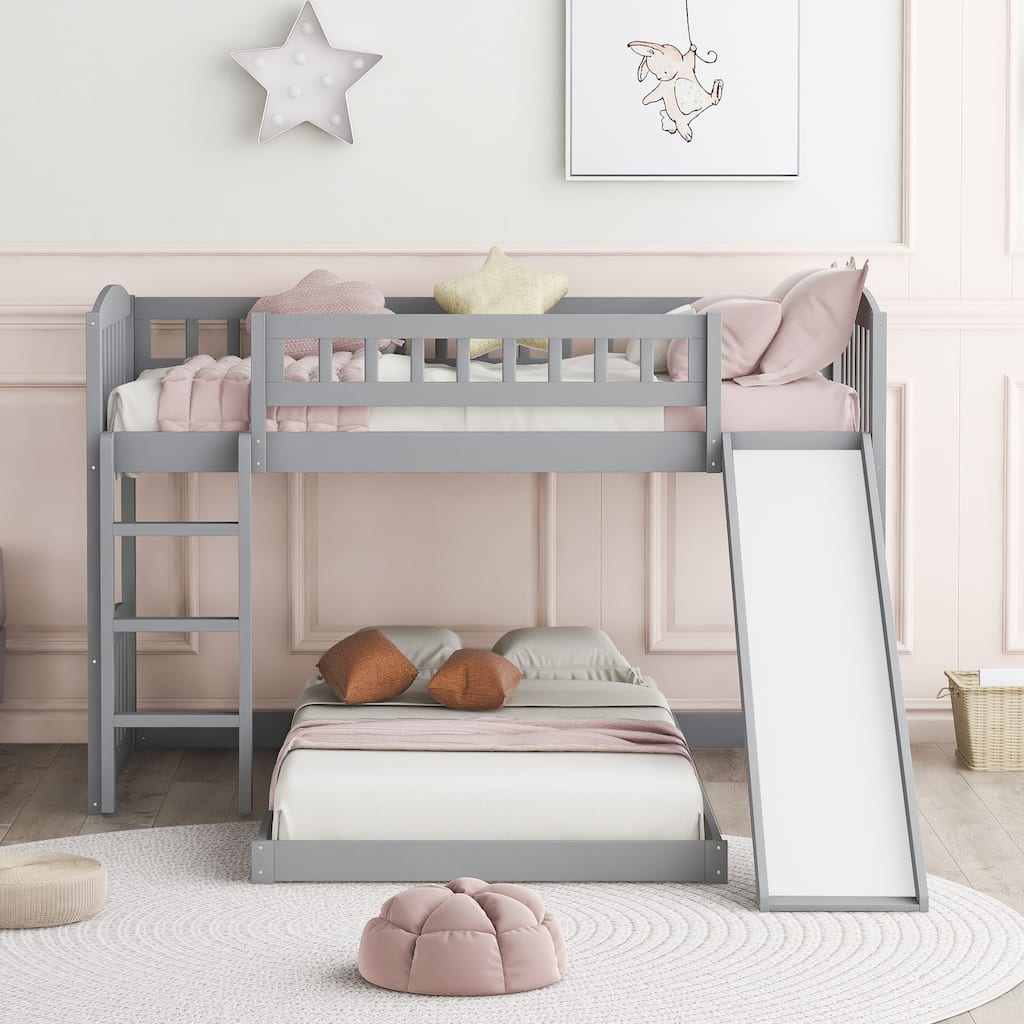 Twin Over Twin Bunk Bed with Slide and Ladder