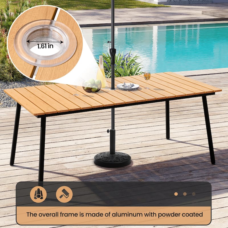 7/9-Piece Set Outdoor Aluminum Patio Dining Table with Folding Dining Chair