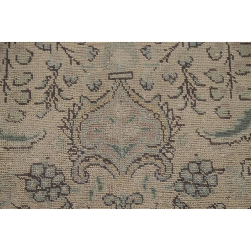 Hand Knotted Oriental 100% Wool Carpet Traditional Floral Beige & Ivories Tabriz Area Rug - 12' 11'' X 9' 6''