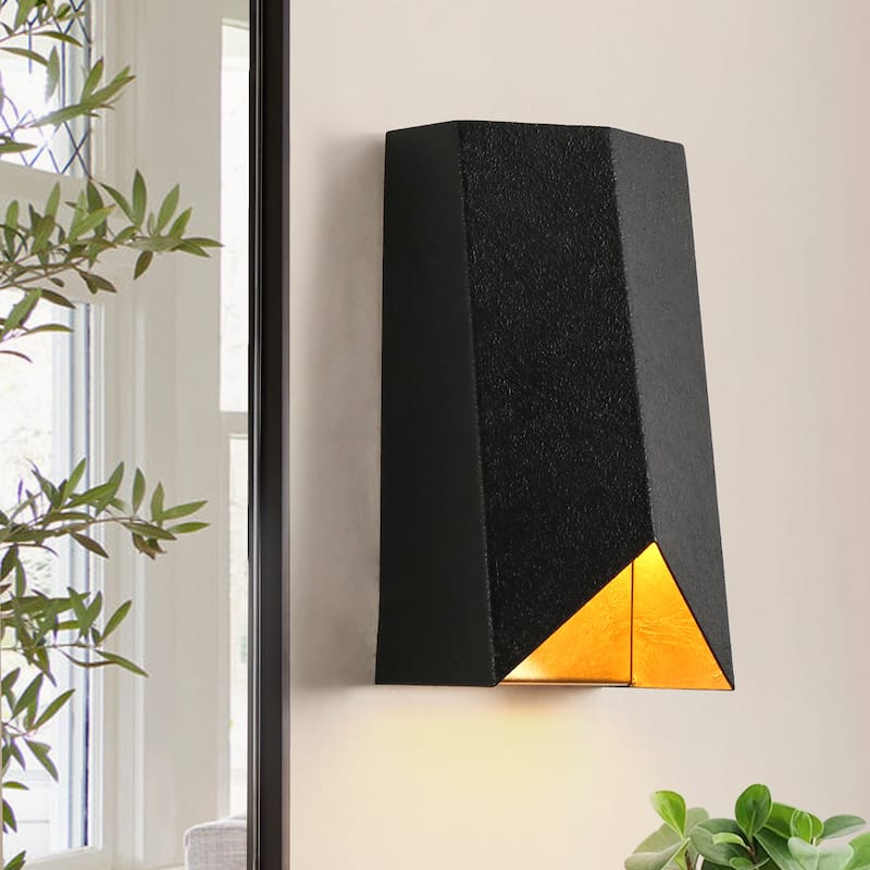 Modern 1-Light Black Gold Wall Sconce Bathroom Vanity Lights - W 4.3" x H 7.9"