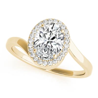 Auriya 14k Yellow Gold Lab Grown Oval Diamond Halo Engagement Ring 0.50 to 5.00 ct. tw. (F-G VS)