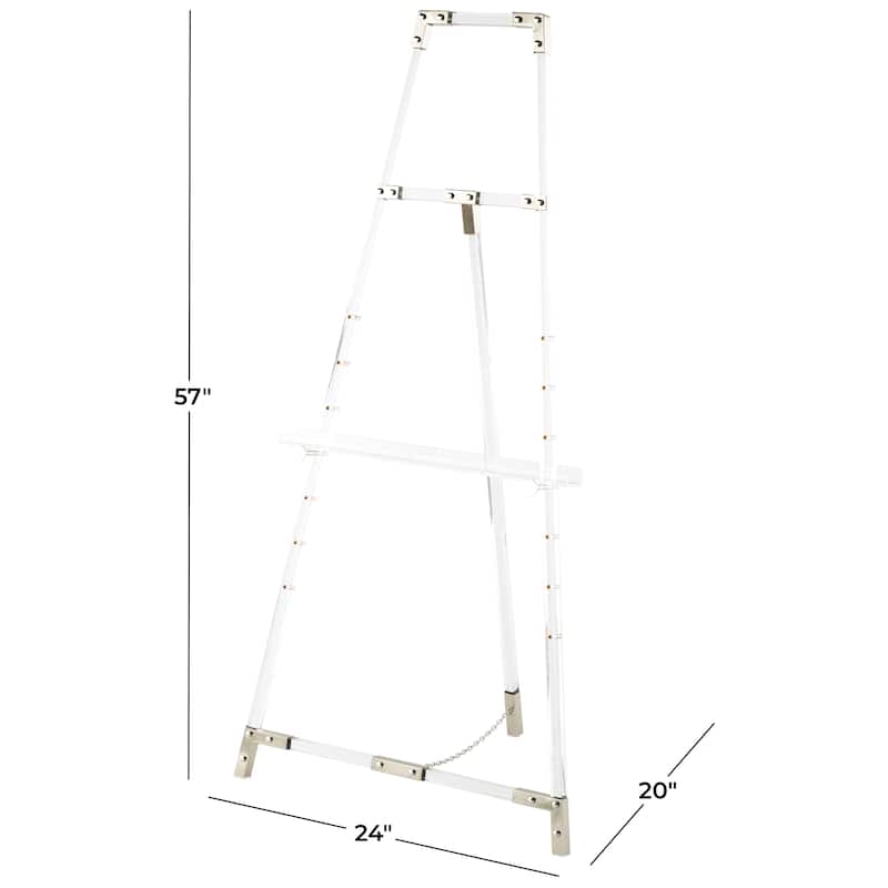 Acrylic Plastic Adjustable 7 Tier Display Easel with Silver or Gold Accents and Chain Support - Clear - Roche River Decor
