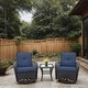 preview thumbnail 5 of 18, 3 Pieces Outdoor Wicker Swivel Rocker Set with Glass Top Side Table Navy Blue