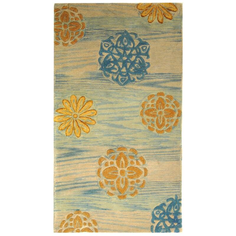 SAFAVIEH Handmade Rodeo Drive Ally Mid-Century Modern Abstract Wool - 3' 6" x 5' 6" - Blue/Multi - Runner/Rectangle