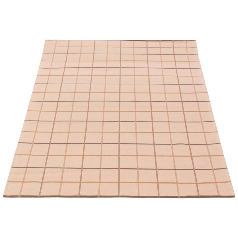 ECARPETGALLERY Machine Woven Lotus Mod Beige Cotton Rug - 4'4 x 6'7