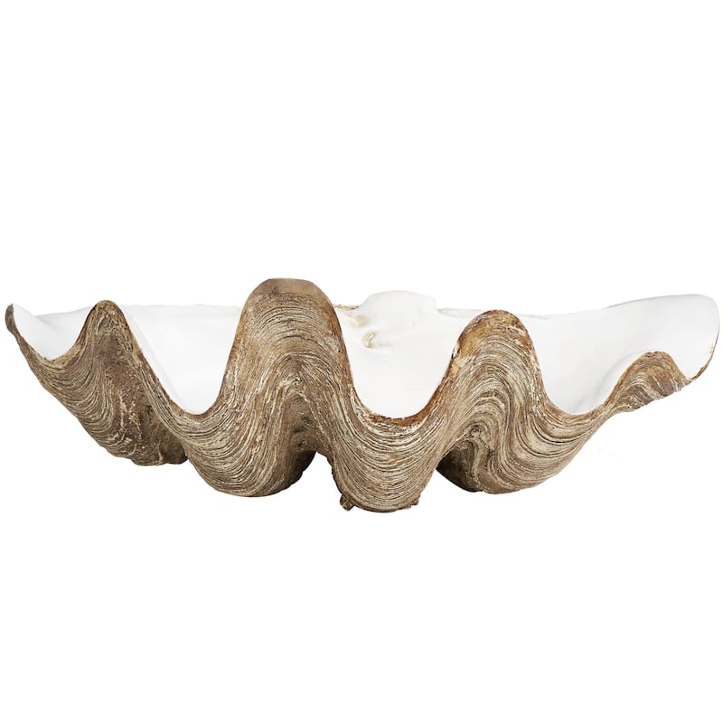 Polystone Shell Decorative Decorative Bowl - White - Roche River Decor - White