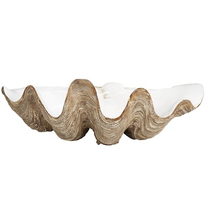 Polystone Shell Decorative Decorative Bowl - White - Roche River Decor