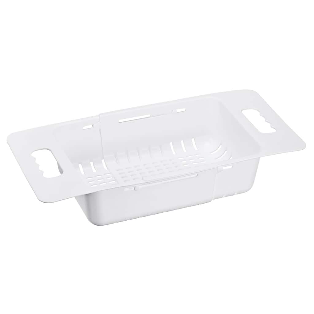Extendable Over the Sink Strainer Fruit Vegetable Colander for Kitchen - White - 38cm x 19cm x 8cm