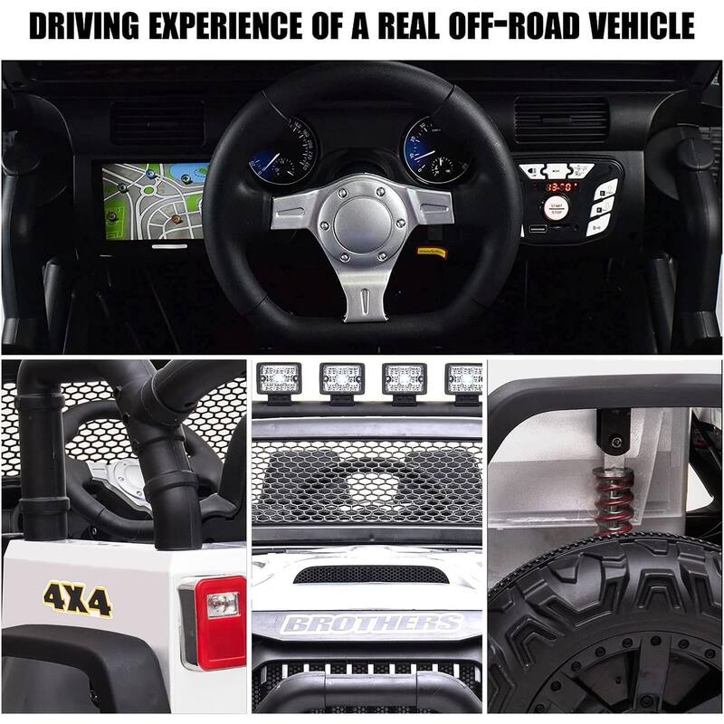 24V Kids Ride-On Truck, 2-Seater Electric Car with Remote Control, Spring Suspension, Music Player, and LED Lights