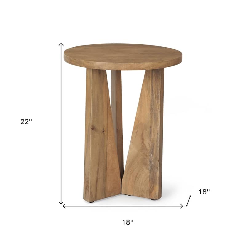 HomeRoots 18" Natural and Brown Solid Wood and Wood Tray Table - 18.00 in. x 22.00 in. x 18.00 in.