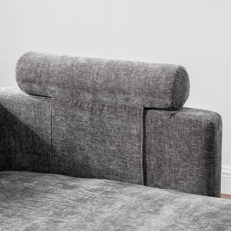 82.68" Extra-Wide Two-Seater Sofa with Chenille Upholstery, Armrest & Backrest Pillows for Living Room