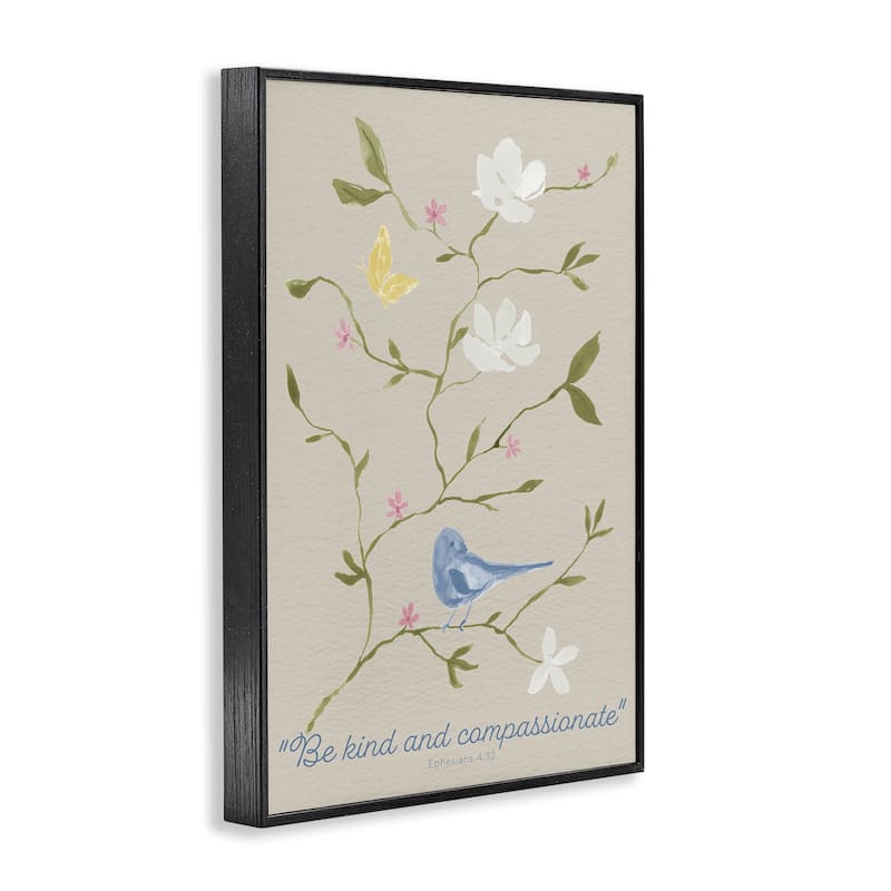 Stupell Floral Be Kind & Compassionate Framed Giclee Art Design By Lucille Price